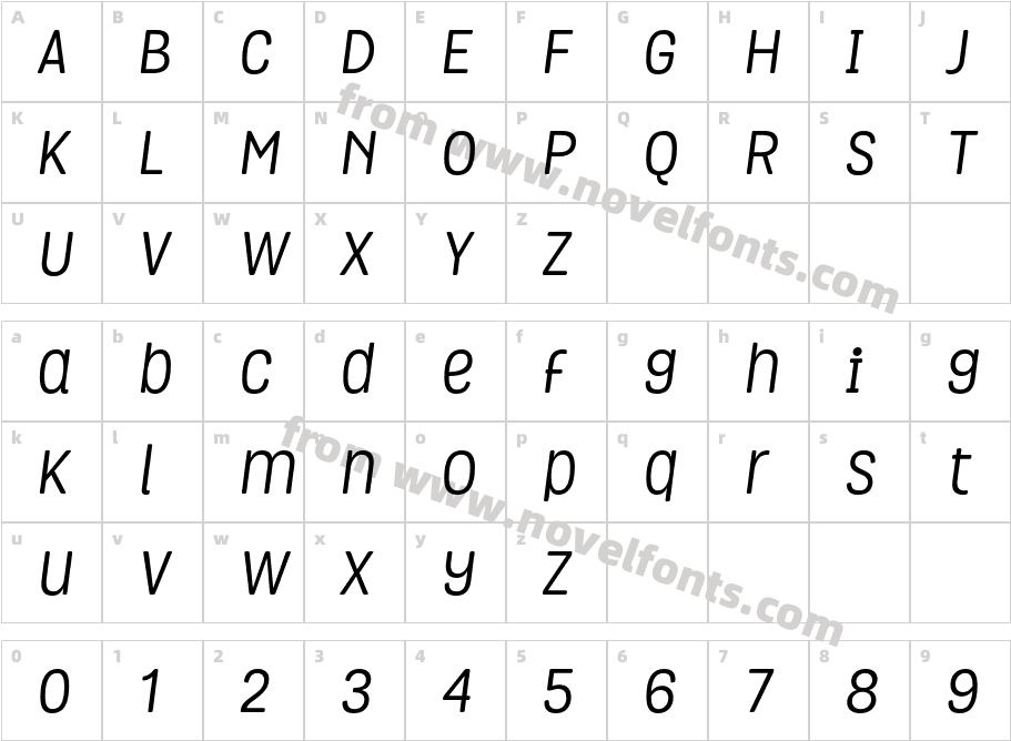 Grota Rounded ItalicCharacter Map
