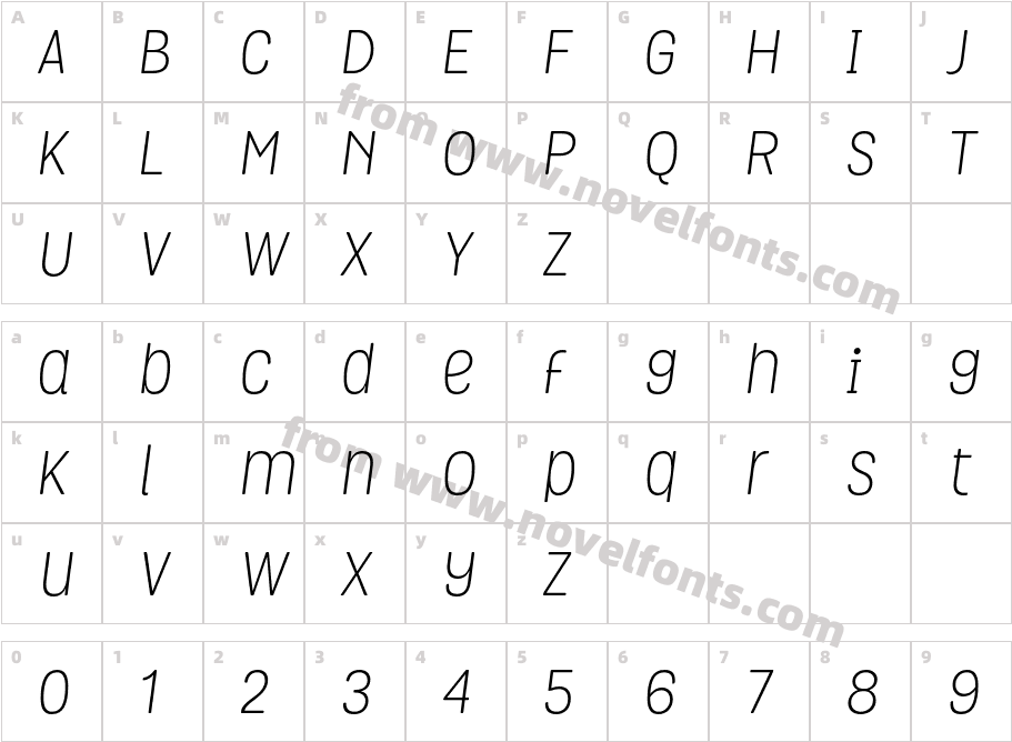 Grota Rounded Light ItalicCharacter Map