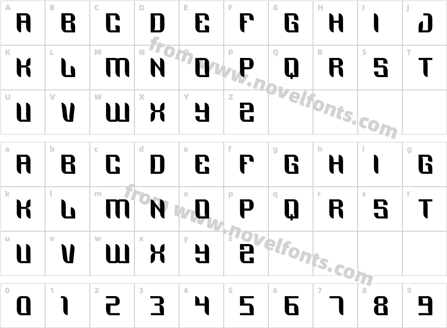 Grotech RegularCharacter Map