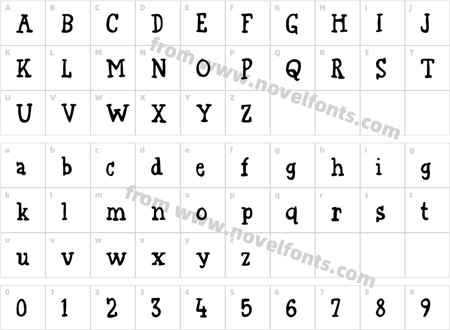 Grovflab DEMO RegularCharacter Map