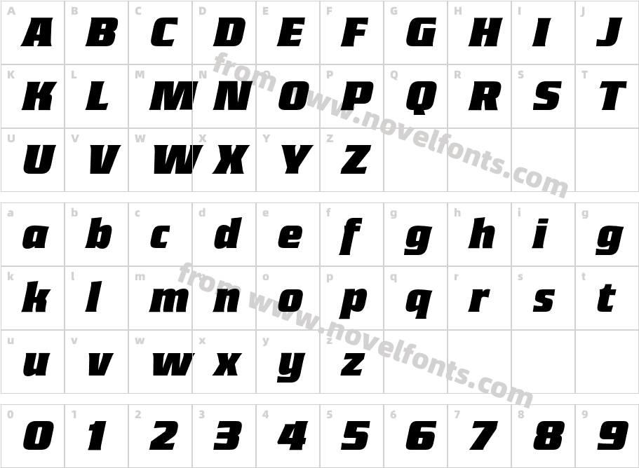 Guildhall Extended ItalicCharacter Map