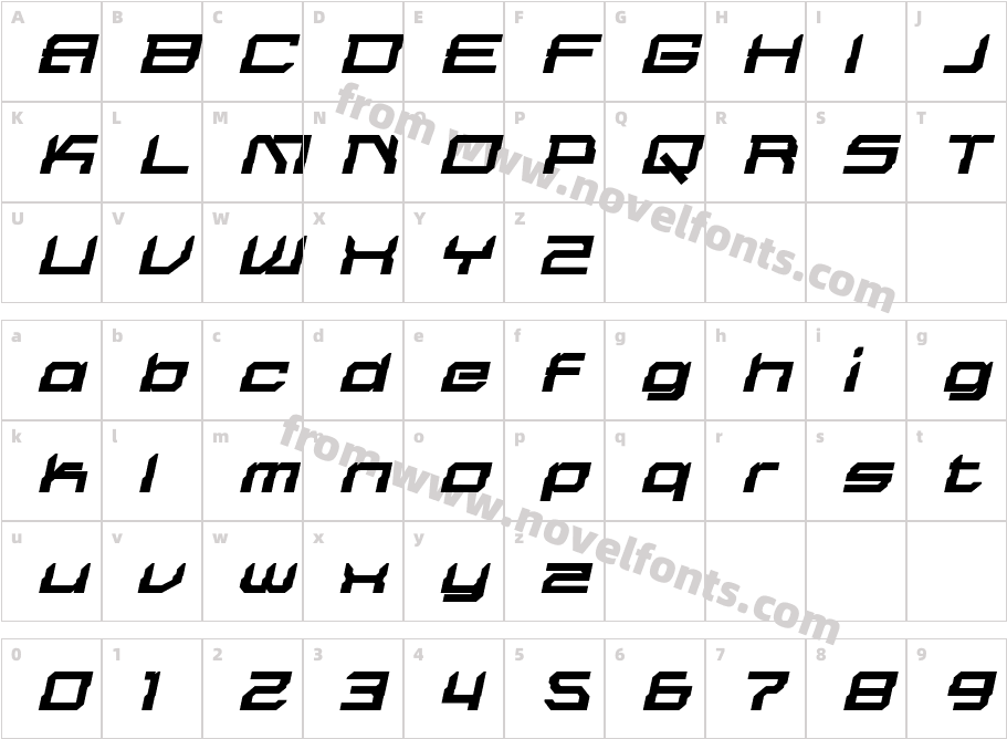 Guinsa ItalicCharacter Map