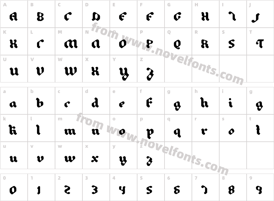 Gutenberg Blackletter RegularCharacter Map