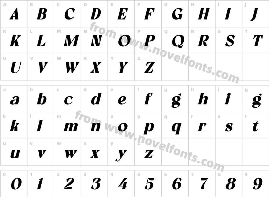 Madela ItalicCharacter Map