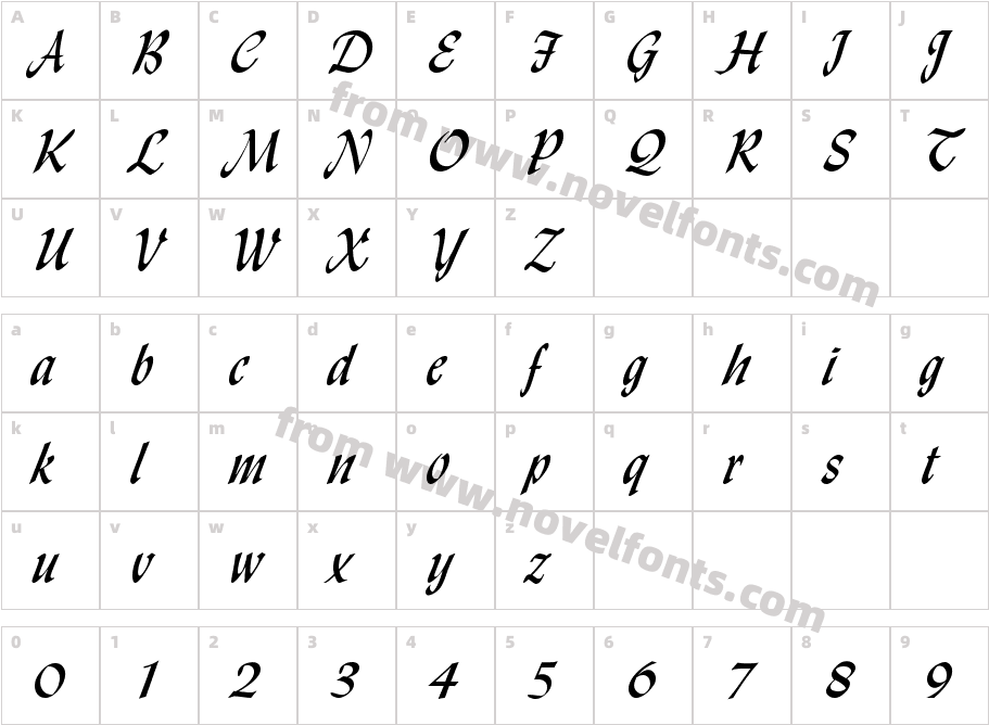 HP LydianCharacter Map