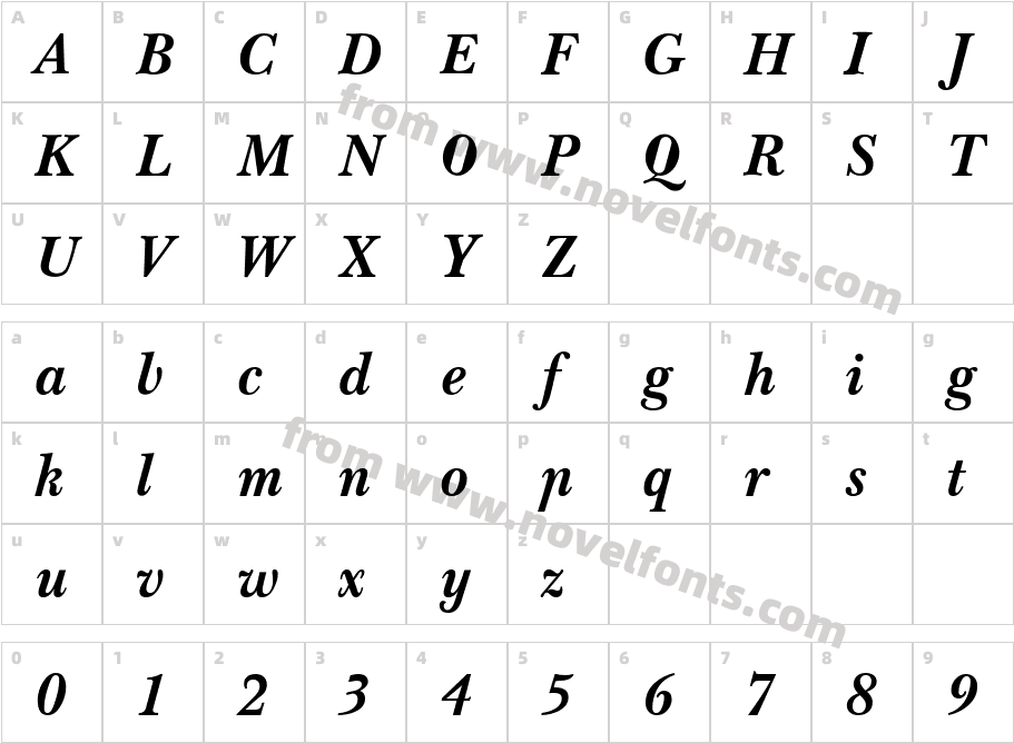 HP Olympic Bold ItalicCharacter Map