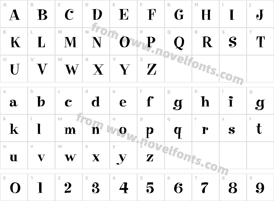 HP Pixie FontCharacter Map