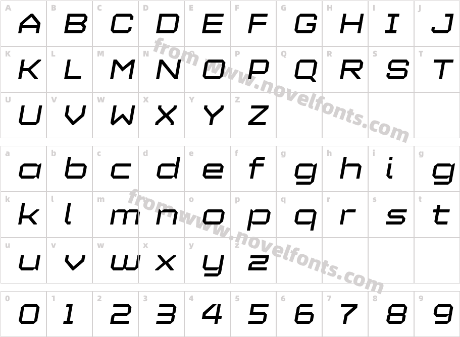 Maetl ObliqueCharacter Map