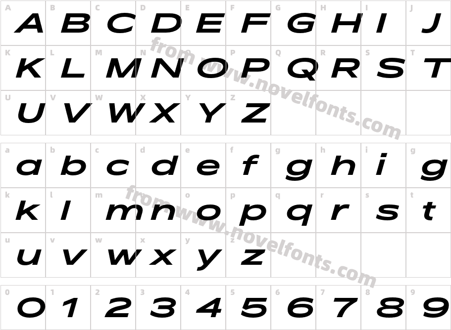 HW Pano Trial Bold ItalicCharacter Map