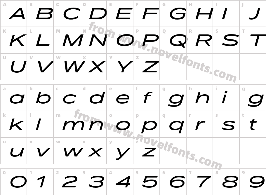 HW Pano Trial Regular ItalicCharacter Map