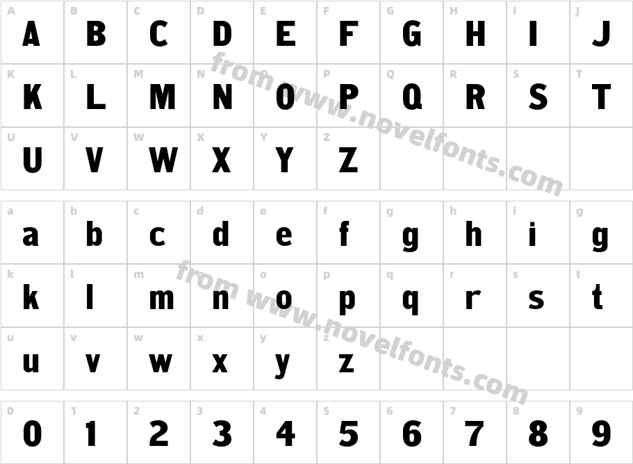 HWT Unit Gothic 719Character Map