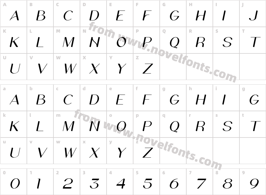 Habone ItalicCharacter Map