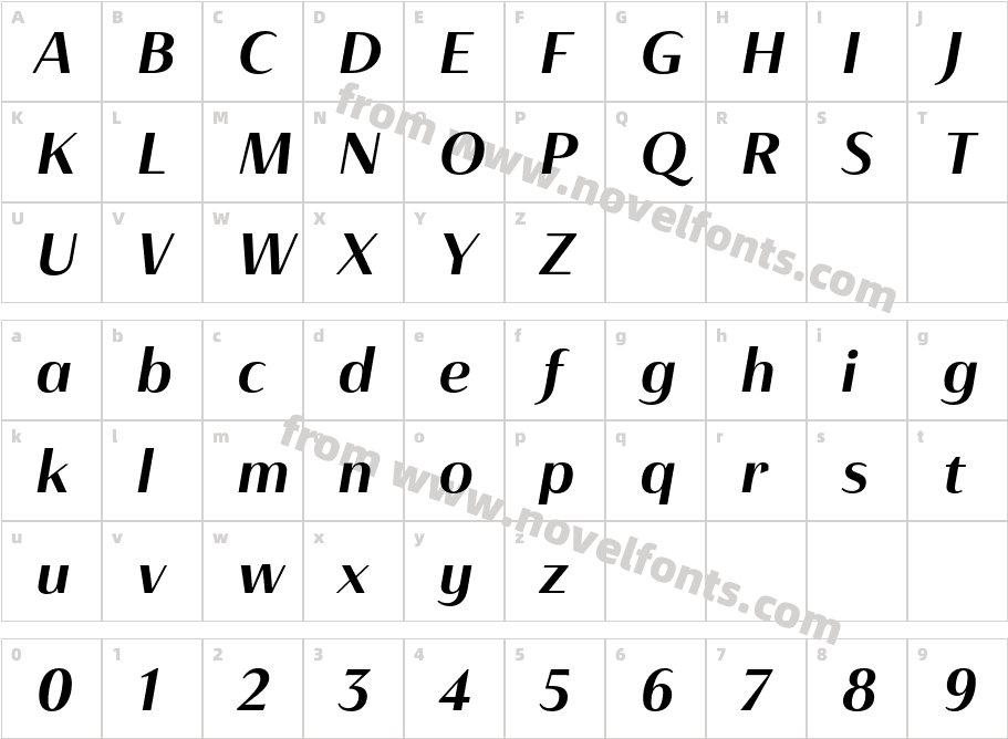 Haboro Contrast Ext Bold ItCharacter Map