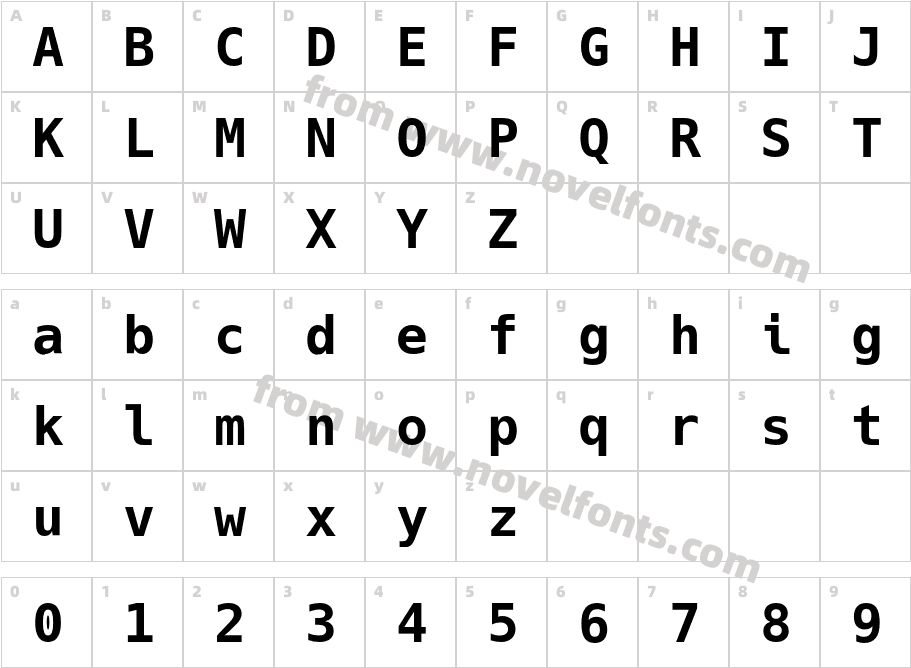Hack BoldCharacter Map