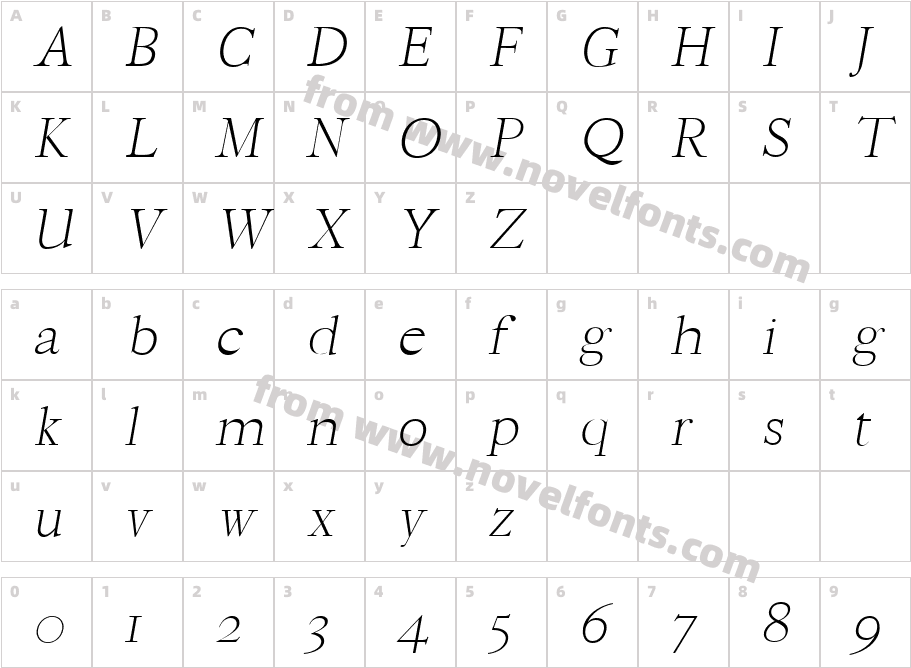 Hagito Light ItalicCharacter Map