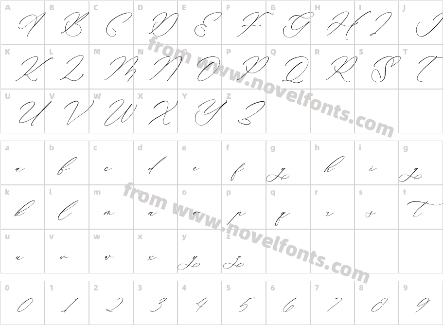 Haglueta Klaristto Script ItalicCharacter Map