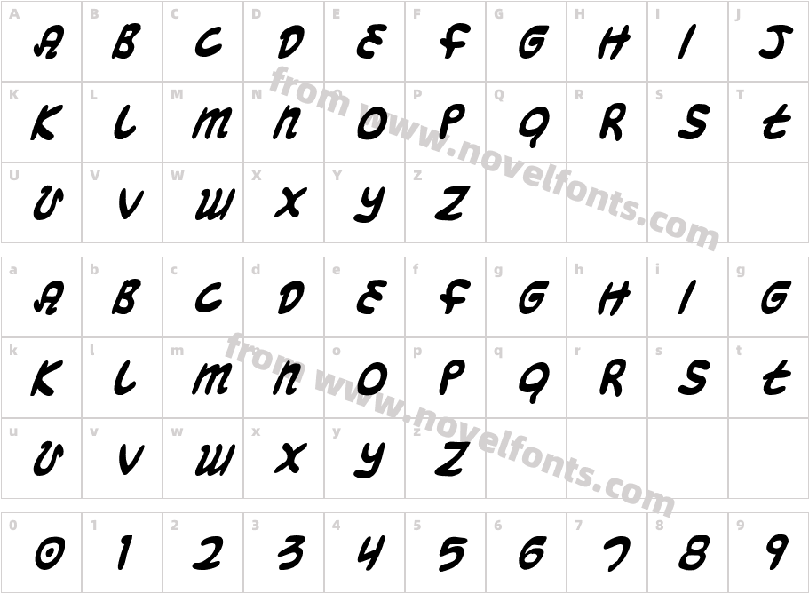 Magic Beans Condensed ItalicCharacter Map