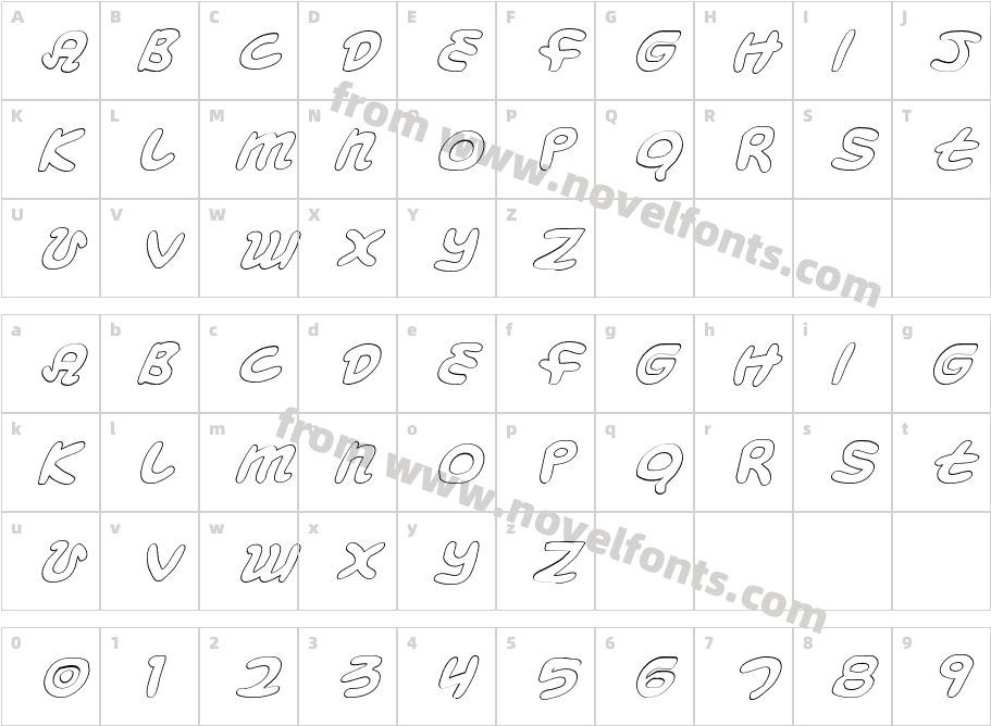 Magic Beans Outline ItalicCharacter Map