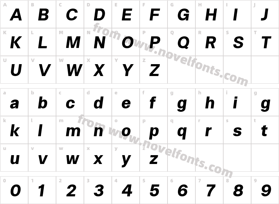 Halenoir Text W05 Extra Bold OblCharacter Map