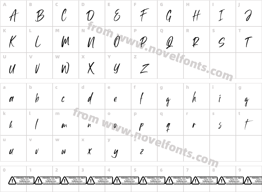 Hallein PERSONAL USE ONLYCharacter Map