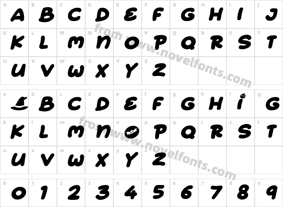 Halloween Funtime ItalicCharacter Map