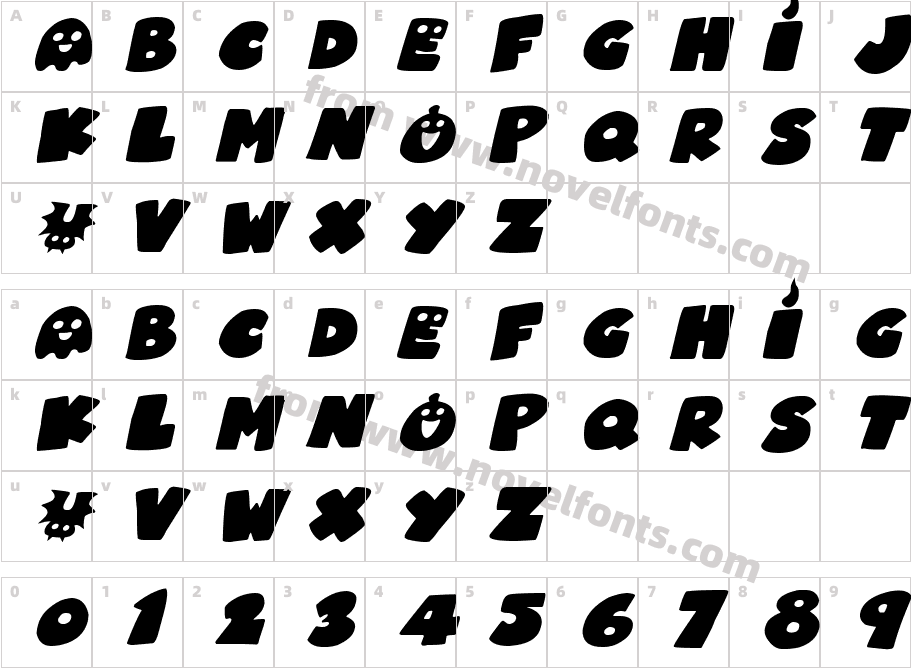 Halloween Guises ItalicCharacter Map