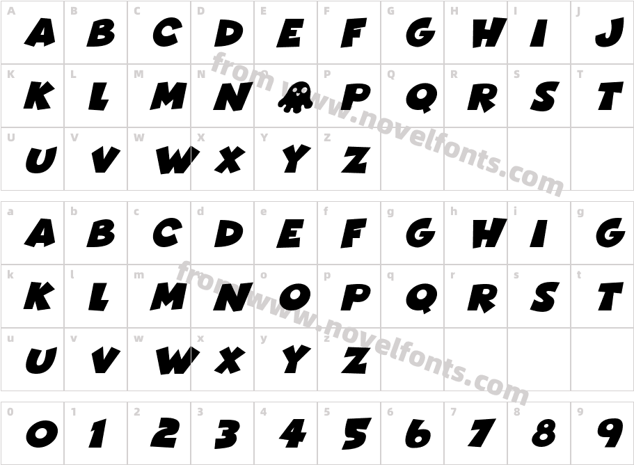 Halloween Horrors ItalicCharacter Map