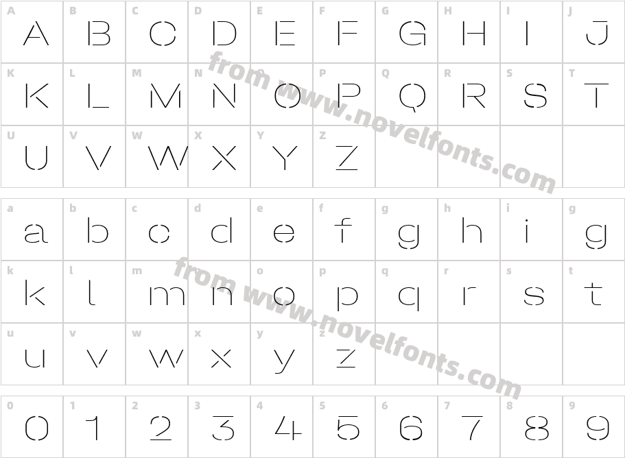 Halvar Stencil Breitschrift Extra Thin Mid GapCharacter Map