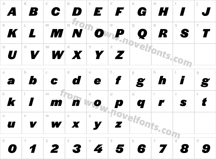 Halyard Display Black ItalicCharacter Map
