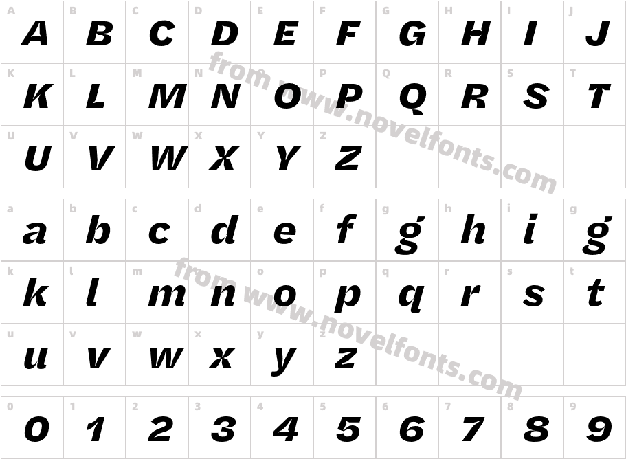 Halyard Micro Bold ItalicCharacter Map