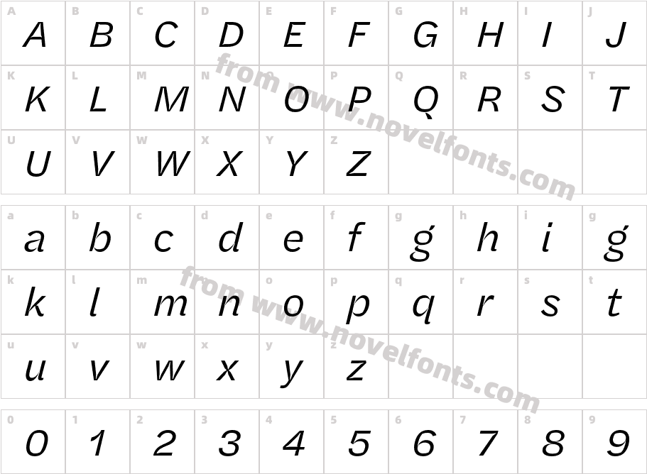 Halyard Micro Book ItalicCharacter Map