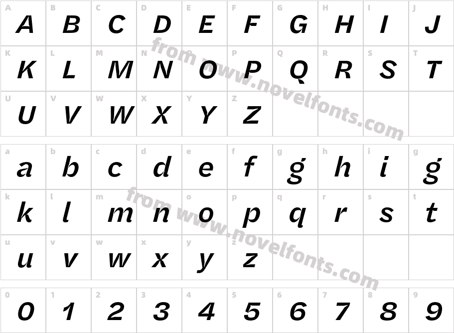 Halyard Micro Medium ItalicCharacter Map