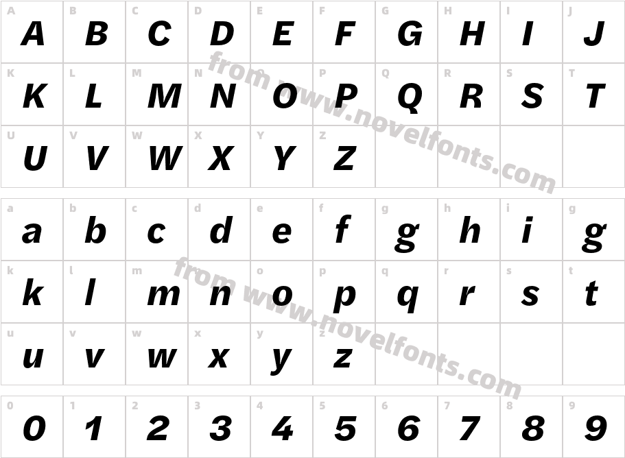 Halyard Text Bold ItalicCharacter Map