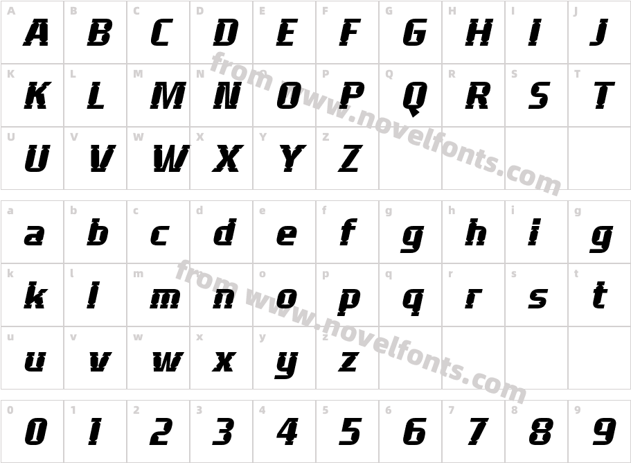 Hambare Italic RdxCharacter Map