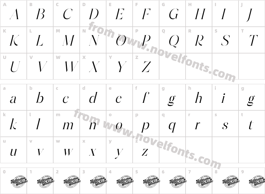 Hamster Italic DEMO VERSION ItalicCharacter Map