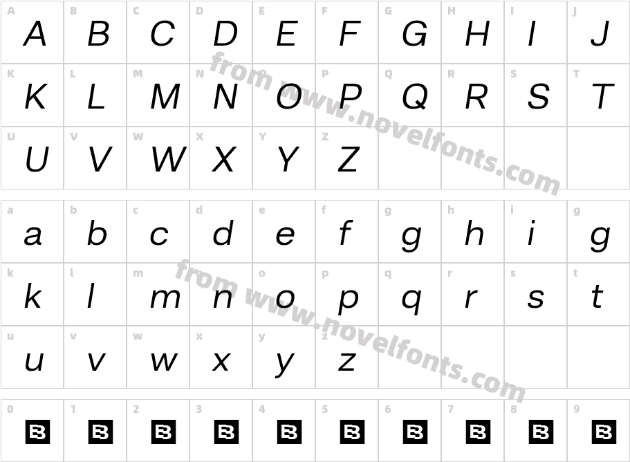 Hando Trial ObliqueCharacter Map