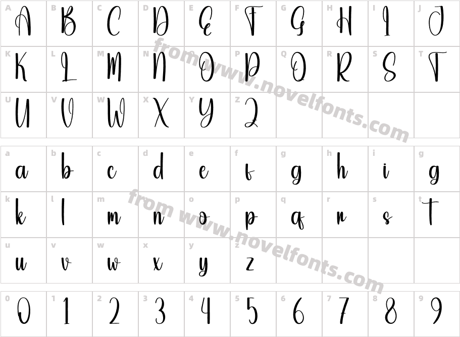 Handwriting Regular(1)Character Map