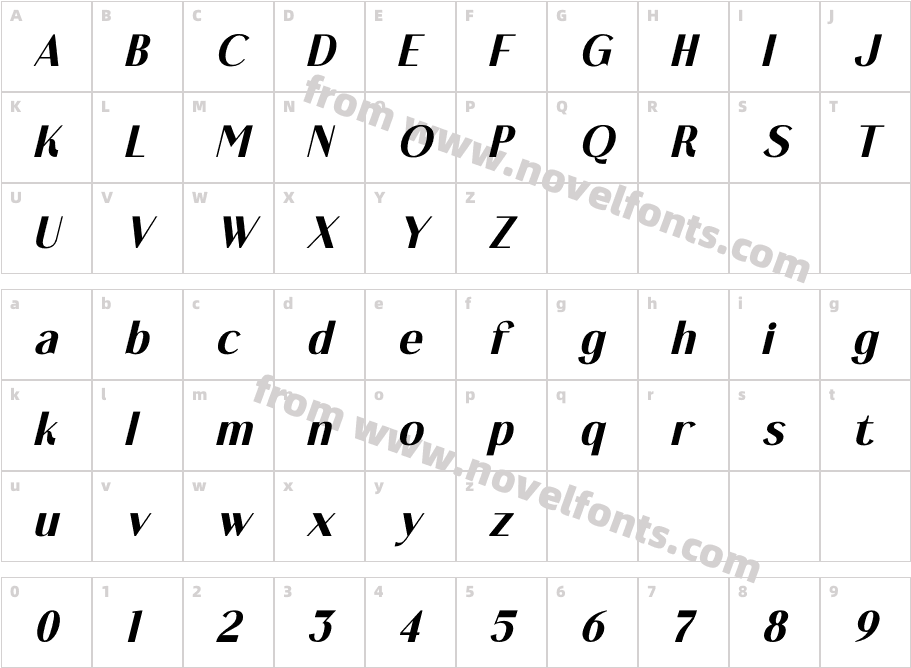 Hannah Claira ItalicCharacter Map