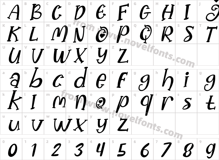 Happy Choco ItalicCharacter Map