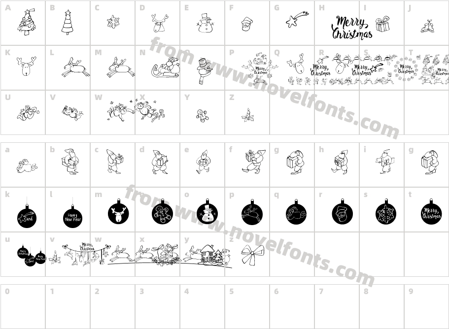 Happy ChristmasCharacter Map