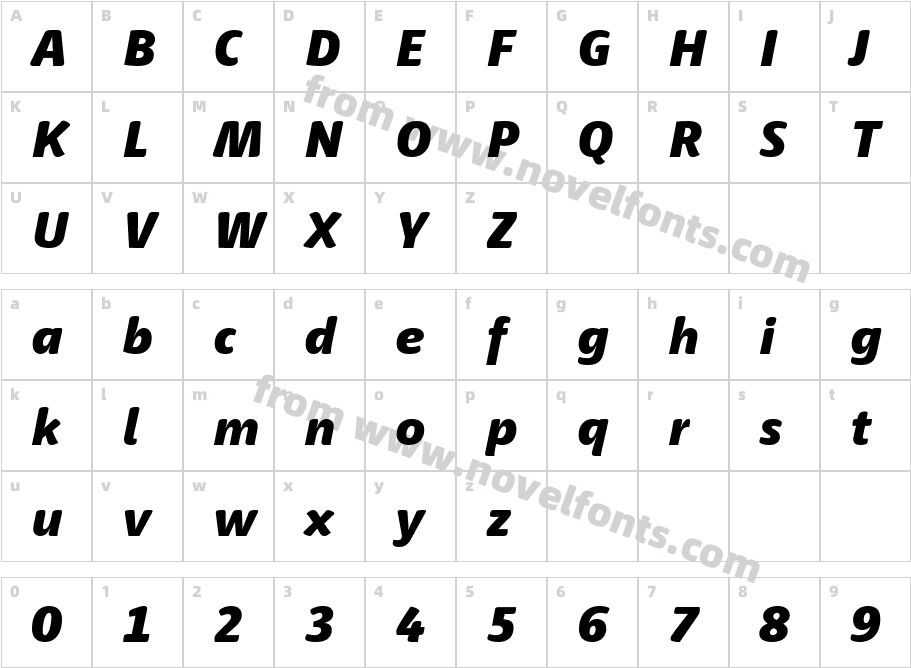 Haptic Pro Black ItalicCharacter Map