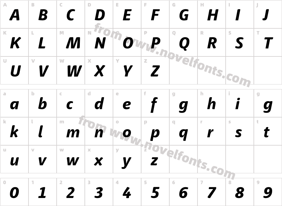 Haptic Pro Extrabold ItalicCharacter Map