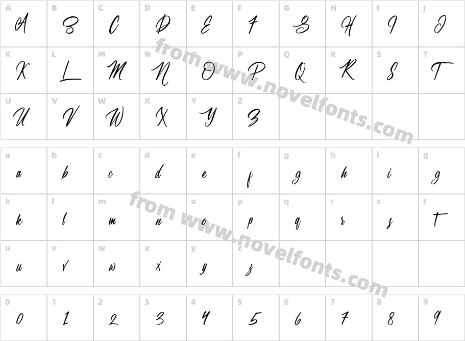 Harbour Script RegularCharacter Map