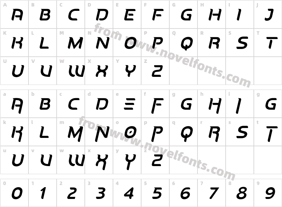Hardipe ItalicCharacter Map
