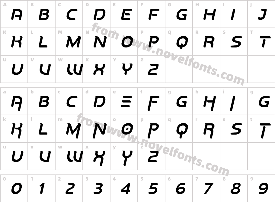Hardipe ItalicCharacter Map