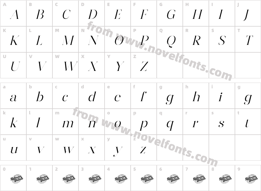Harfine DEMO VERSION ItalicCharacter Map