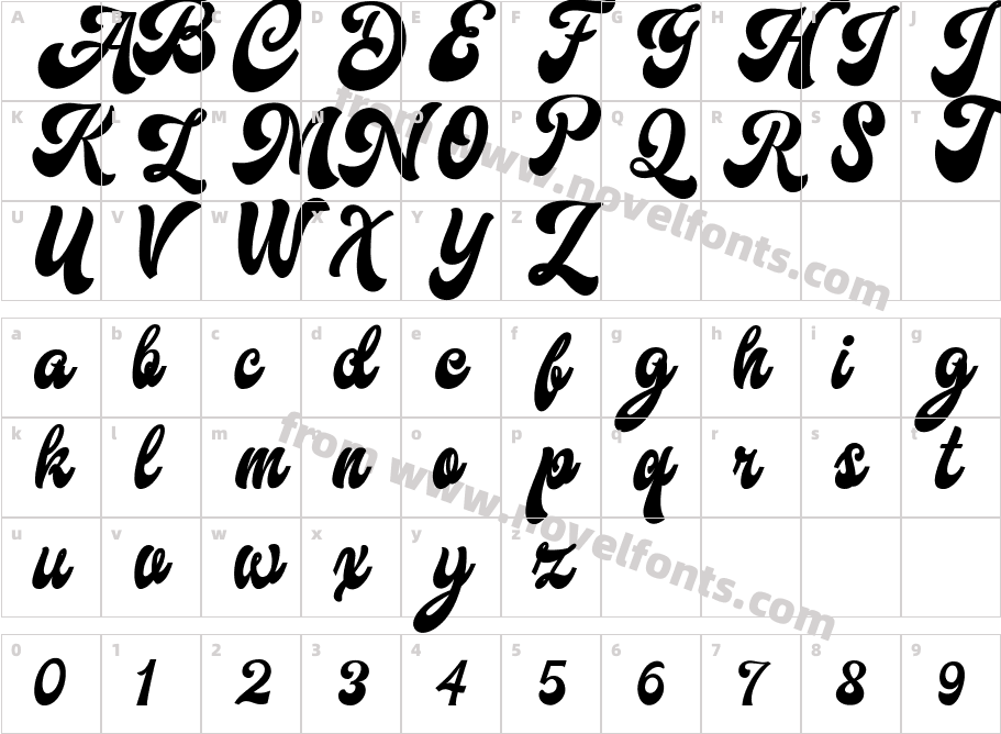 Harland Script RegularCharacter Map