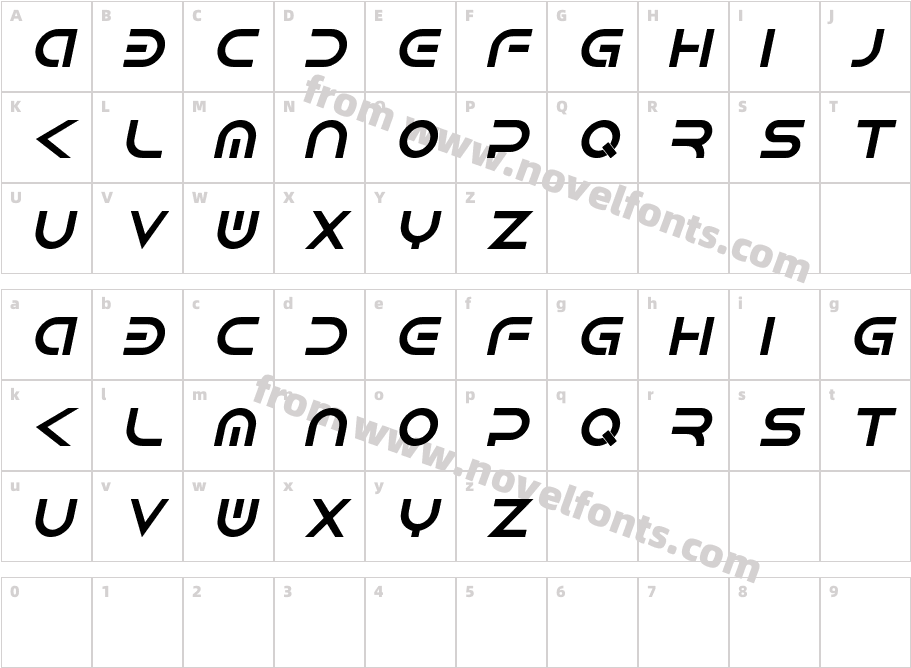 Android ItalicCharacter Map