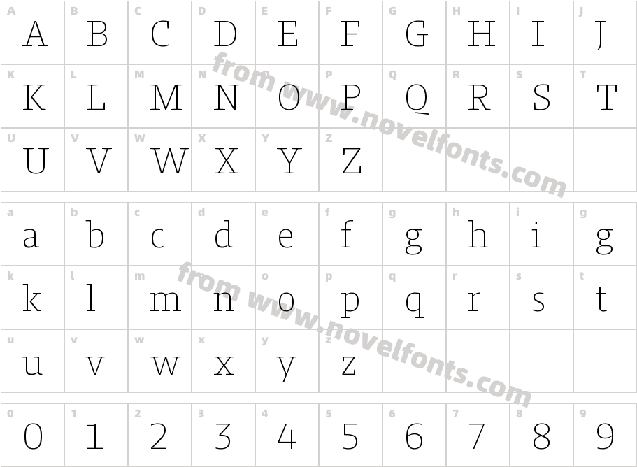 Harrison Serif Pro Extra LightCharacter Map