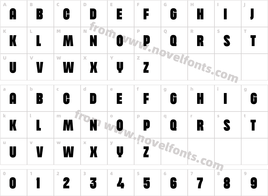 Hartone RegularCharacter Map
